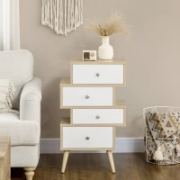 HOMCOM Mobilier Comoda in Lemn Stil Nordic Lemn si Alb, 47x29.5x81cm(m-6)