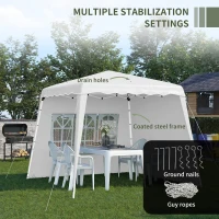 Outsunny Pavilion pliabil cu 2 laterale, Stalpi oblici si geanta de transport, cort de evenimente inaltime reglabila UV50+, cort de gradina, curte, acoperis 2,4 x 2,4 m / baza 2,9 x 2,9 m, alb(m-7)