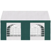 Outsunny Partyzelt, Bierzelt, abnehmbare Seitenwände, vier große Fenster, Stahl+Kunststoff, weiß+grün, 5 x 4 m(m-8)