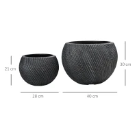 Outsunny Zestaw 2 doniczek, doniczki z otworami odpływowymi do użytku wewnątrz i na zewnątrz(m-3)