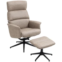 HOMCOM Relaxsessel mit Fußhocker, verstellbare Kopfstütze; Sessel mit Fußbank, verstellbare Rückenlehne, Khaki(m-1)