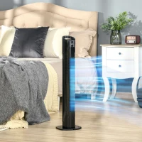 HOMCOM 31" Freestanding Tower Fan, 3 Speed 3 Mode, 7.5H Timer, Oscillating, LED Panel, Remote Control, 31 Inch Standing Fan, Black(m-11)