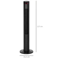 HOMCOM® Wentylator Wieżowy Kolumnowy 45 W Pilot Funkcja Timera Cztery Prędkości ABS(m-3)