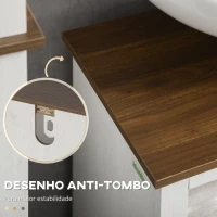 kleankin Móvel para Lavatório Pousar de Madeira Armário Casa de Banho com 2 Portas e Prateleira 60x30x60 cm Branco e Madeira(m-6)