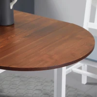 HOMCOM Mesa de Cozinha Dobrável de Madeira com Laterais Dobráveis para 4-6 Pessoas Carga 50 kg 140x70x75 cm Branco e Madeira(m-9)
