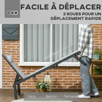 Outsunny Bain de soleil transat en aluminium et textilène avec roulettes et repose-tête dossier inclinable gris clair(m-4)