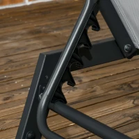 Outsunny Bain de soleil transat en aluminium et textilène avec roulettes et repose-tête dossier inclinable gris clair(m-8)