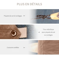 Outsunny Bâche Anti-Pluie Voile d'ombrage Toile de Camping 5,5L x 5,6l m Polyester Haute densité 210T imperméable Café doré(m-7)