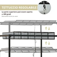 Outsunny Pergola Gazebo da Giardino 3x3m con Tetto Apribile in Alluminio e Policarbonato, Grigio(m-5)