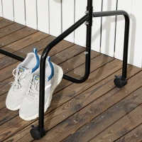 HomCom® Porta-Cabides 180x60x150cm Ferro Preto 4 Rodas(m-5)