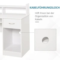 HOMCOM Computertisch Schreibtisch Bürotisch Gamingtisch PC-Tisch mit Schublade E1 Spanplatte Weiß 104 x 48 x 95,5 cm(m-4)