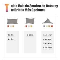 Outsunny Toldo Vela Quadrado 3x3 m de Poliéster com Proteção UV Aneis em Forma de D e Cordas para Jardim Pátio Piscina Vermelho Ferrugem(m-7)