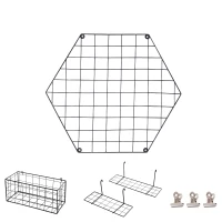 HOMCOM® Tablica Memo na Notatki Zdjęcia DIY Dekoracje Półki Kratka na Ścianę Metal Czarny(m-7)