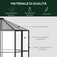 Outsunny Sera de Gradina pentru Plante din Policarbonat si Aluminiu, 2.4 x 2.4m(m-4)