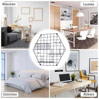 HOMCOM® Tablica Memo na Notatki Zdjęcia DIY Dekoracje Półki Kratka na Ścianę Metal Czarny(m-5)