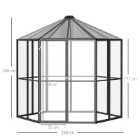 Outsunny Sera de Gradina pentru Plante din Policarbonat si Aluminiu, 2.4 x 2.4m(m-3)