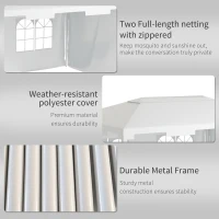 Outsunny 3 x 4 m Garden Gazebo Shelter Marquee Party Tent with 2 Sidewalls for Patio Yard Outdoor - White(m-5)