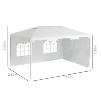 Outsunny 3 x 4 m Garden Gazebo Shelter Marquee Party Tent with 2 Sidewalls for Patio Yard Outdoor - White(m-3)