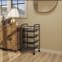HOMCOM trolley, keukentrolley met 4 manden opbergrek met zwenkwielen staal(m-7)