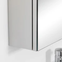 kleankin Mirrored Cabinet, Bathroom Cabinet, 3 Mirrored Doors, 5 Interior Shelves, Stainless Steel, Color: Silver, 70 x 12 x 55 cm(m-4)