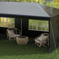 Outsunny 6 x 3 m Party Tent Gazebo Marquee Outdoor Patio Canopy Shelter with Windows and Side Panels Black(m-9)