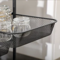 HOMCOM trolley, keukentrolley met 4 manden opbergrek met zwenkwielen staal(m-9)