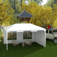 Outsunny 3 x 4 m Garden Gazebo Shelter Marquee Party Tent with 2 Sidewalls for Patio Yard Outdoor - White(m-10)