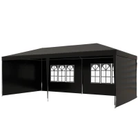 Outsunny 6 x 3 m Party Tent Gazebo Marquee Outdoor Patio Canopy Shelter with Windows and Side Panels Black(m-11)