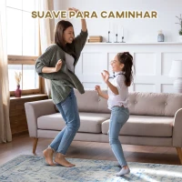 HOMCOM Tapete de Sala de Estar Vintage 150x80 cm Tapete Retangular de Lã Sintética Antiderrapante para Dormitório Escritório Azul(m-4)