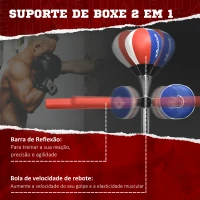SPORTNOW Punching Ball com Altura Ajustável Altura Ajustável Barra de Reflexo e Insuflador 80,5x48x163-205 cm Preto e Vermelho(m-4)