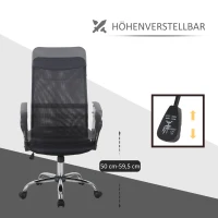 HOMCOM Krzesło biurowe krzesło obrotowe z funkcją kołysania fotel gamingowy pianka siatka czarny(m-4)