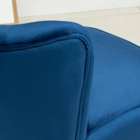 HOMCOM Velvet Accent Chair Occasional Tub Seat Padding Curved Back w/ Ottoman Wood Frame Legs Home Furniture, Dark Blue(m-8)