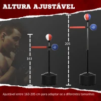 SPORTNOW Punching Ball com Altura Ajustável Altura Ajustável Barra de Reflexo e Insuflador 80,5x48x163-205 cm Preto e Vermelho(m-5)