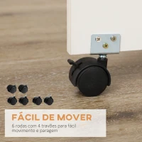 HOMCOM Mesa de Cozinha Dobrável com Laterais Dobráveis 6 Rodas e 2 Gavetas de Armazenamento 120x80x75 cm Branco(m-6)