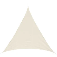 Outsunny Vela de Sombra Triangular 4x4x4 m Toldo Vela de HDPE com Proteção UV Aneis em Forma de D e Cordas para Jardim Pátio Piscina Creme(m-1)