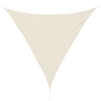 Outsunny Vela de Sombra Triangular 3x3x3 m Toldo Vela de HDPE com Proteção UV Aneis em Forma de D e Cordas para Jardim Pátio Piscina Bege(m-1)