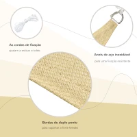 Outsunny Vela de Sombra Triangular 3x3x3 m Toldo Vela de HDPE com Proteção UV Aneis em Forma de D e Cordas para Jardim Pátio Piscina Areia(m-5)