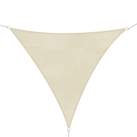 Outsunny Vela de Sombra Triangular 5x5x5 m Toldo Vela de HDPE com Proteção UV Aneis em Forma de D e Cordas para Jardim Pátio Piscina Creme