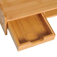 HOMCOM Suporte para Monitor de Bambu Organizador de Escritório para Monitor Portátil 48x25,5x11,5 cm Madeira(m-8)