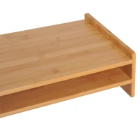 HOMCOM Suporte para Monitor de Bambu Organizador de Escritório para Monitor Portátil 48x25,5x11,5 cm Madeira(m-9)