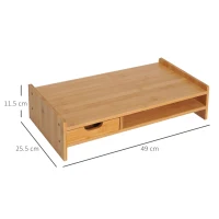 HOMCOM Suporte para Monitor de Bambu Organizador de Escritório para Monitor Portátil 48x25,5x11,5 cm Madeira(m-3)