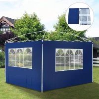 Outsunny 2 Paredes Laterais para Tenda Parede Lateral de Tecido Oxford com 2 Janelas  3x2 m Azul(m-2)