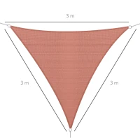 Outsunny Vela de Sombra Triangular 3x3x3 m Toldo Vela de HDPE com Proteção UV Aneis em Forma de D e Cordas para Jardim Pátio Piscina Vermelho Ferrugem(m-3)