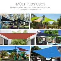 Outsunny Vela de Sombra Triangular 3x3x3 m Toldo Vela de HDPE com Proteção UV Aneis em Forma de D e Cordas para Jardim Pátio Piscina Areia(m-8)