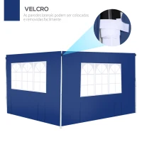 Outsunny 2 Paredes Laterais para Tenda Parede Lateral de Tecido Oxford com 2 Janelas  3x2 m Azul(m-5)