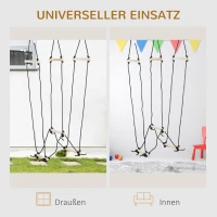 Outsunny drewniana drabina wspinaczkowa, 1,65 m dla dzieci, most linowy, 3-14 lat, do 100 kg indooor naturalny 88x40x165 cm(m-7)