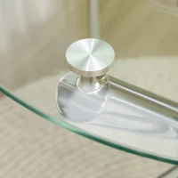 HOMCOM  Set de masa din 5 piese, mMsa de bucatarie rotunda moderna din sticla si scaune pentru 4 persoane, Masa economisitoare de spatiu cu scaun din piele PU, Picioare de otel(m-8)