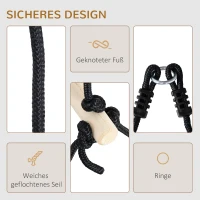 Outsunny drewniana drabina wspinaczkowa, 1,65 m dla dzieci, most linowy, 3-14 lat, do 100 kg indooor naturalny 88x40x165 cm(m-5)