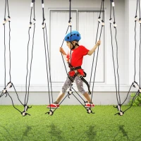 Outsunny drewniana drabina wspinaczkowa, 1,65 m dla dzieci, most linowy, 3-14 lat, do 100 kg indooor naturalny 88x40x165 cm(m-2)