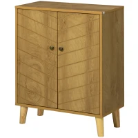 HOMCOM Vintage Storage Cabinet with Double Chevron Doors and Pine Wood Legs, Side Cabinet for Living Room, Kitchen, Bedroom, Natural Wood Effect(m-11)
